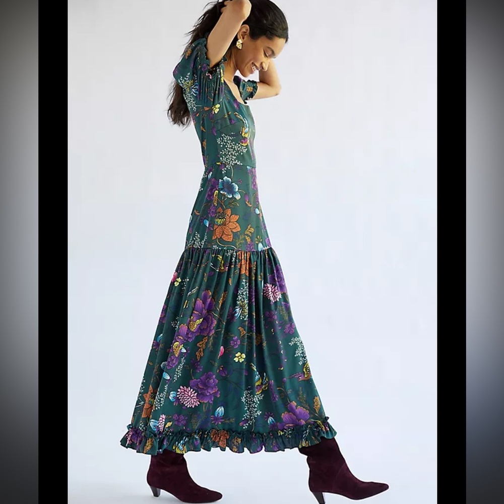 Anthropologie Hutch Maxi Dress with Puff Sleeves Floral Print - Picture 2 of 7